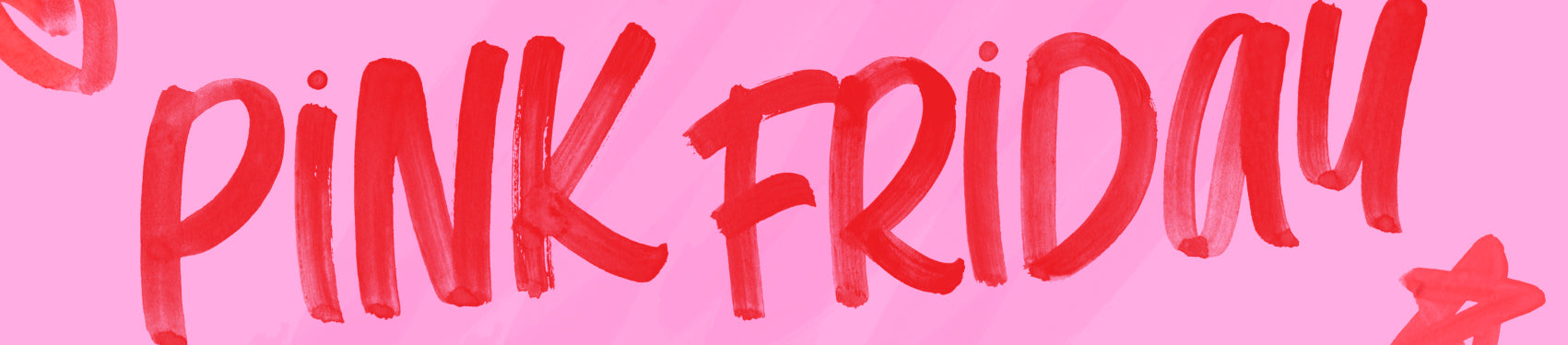 Red "Pink Friday" text against a pink background. 